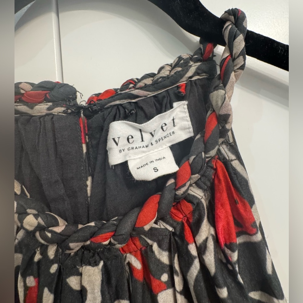 Velvet by Graham & Spencer Halter Neck Maxi Dress, Red and Black Floral, Sz S - Picture 5 of 8